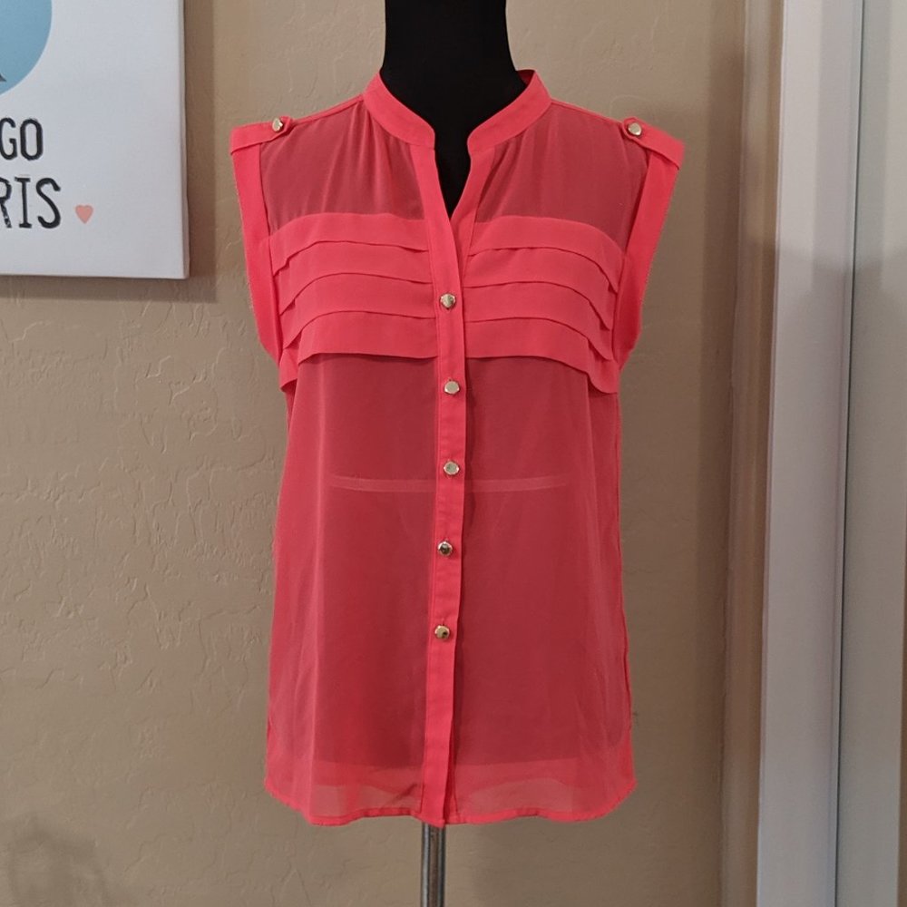 3/$20 / Chocolate USA/ Sheer Fushcia Blouse